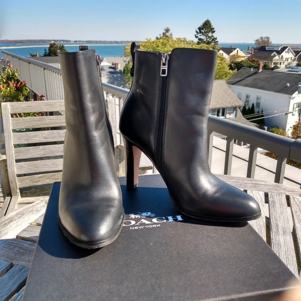 Coach Soft Calfskin Leather Heeled Booties - Picture 6 of 16